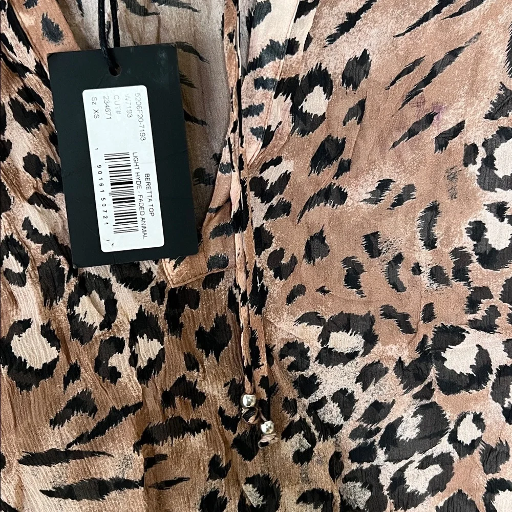 Paige silk beretta blouse animal print size XS NEW |  Leopard Print Sheer Top